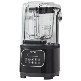 VEVOR Professional Blender with Shield, Commercial Countertop Blenders, 68 oz Plastic Jar Blender Combo, Stainless Steel 9 Speed & 5 Functions Blender