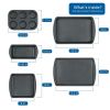 6 Piece Non-Stick Bakeware Sets, Easy for Release and Clean up, Carbon Steel, Gray