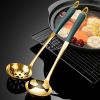 1 Piece Stainless Steel Silicone Handle Soup Spoon Hot Pot Spoon